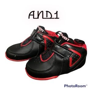 NWOB AND1  "Lil Player" Baby/Toddler Shoe "QZ001-0D in Black/Red, Size 4